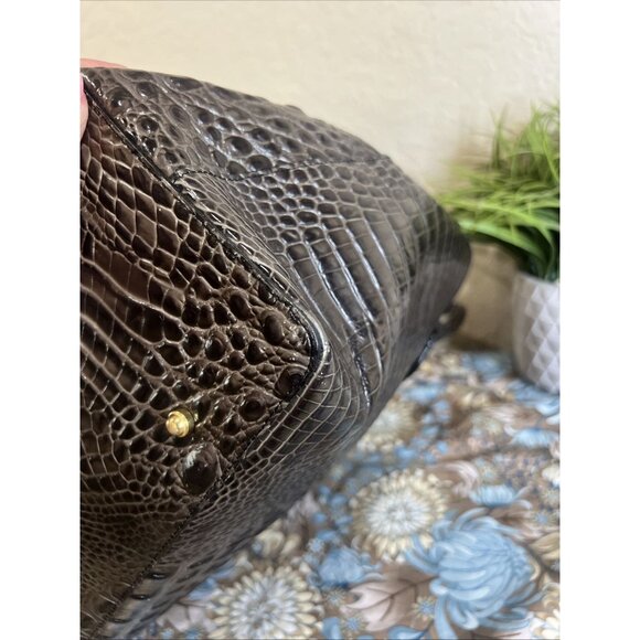 Brahmin Black And Brown Large Shoulder Tote Bag Carry All Travel - Picture 6 of 16